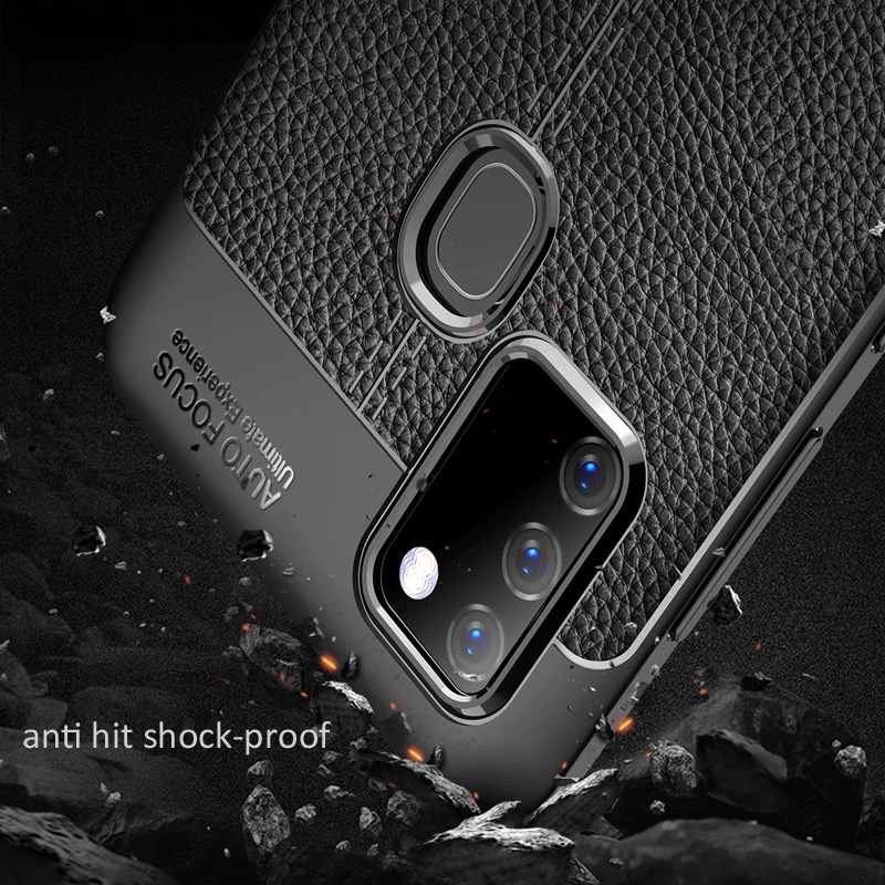 เคส Samsung Galaxy A21s #เคสฝาหลัง TPU ผิวลิ้นจี่ช่วยป้องกันลายนิ้วมือและกันลื่นได้ดี