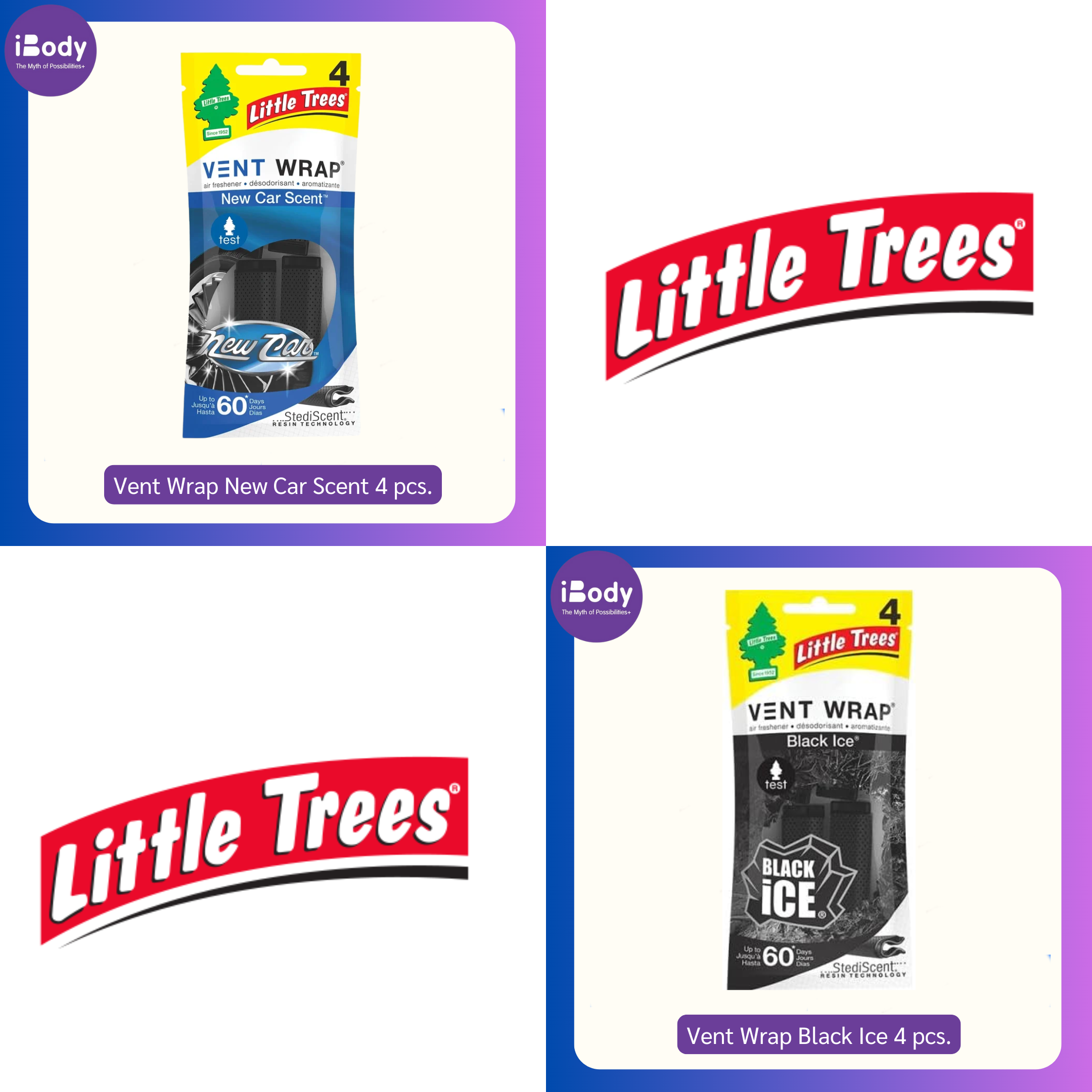 Little Trees® Vent Wrap Pack 4 น้ำหอมปรับอากาศในรถยนต์ แบบเสียบช่องแอร์