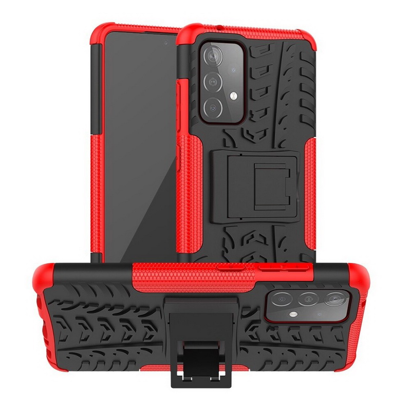 เคส Samsung Galaxy A53 5G #เคสฝาหลังกันลื่น Cool Tyre Pattern Kickstand (PC + TPU)