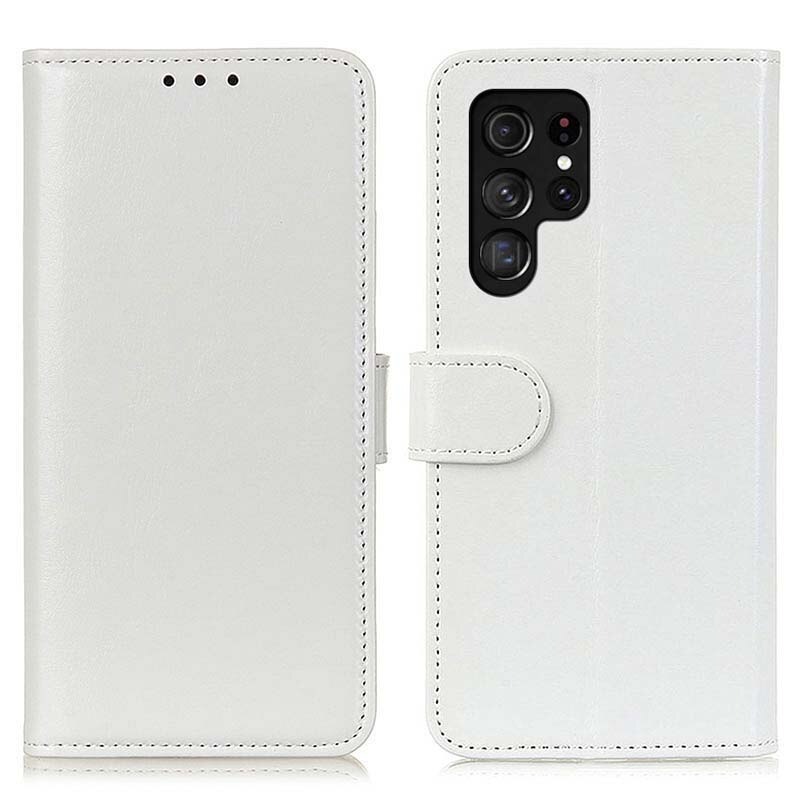 เคส Samsung Galaxy S22 Ultra 5G #เคสแบบฝาพับวัสดุหนัง PU ผิวเรียบมีสไตล์ Leather Material Simple Stylish Phone Cover