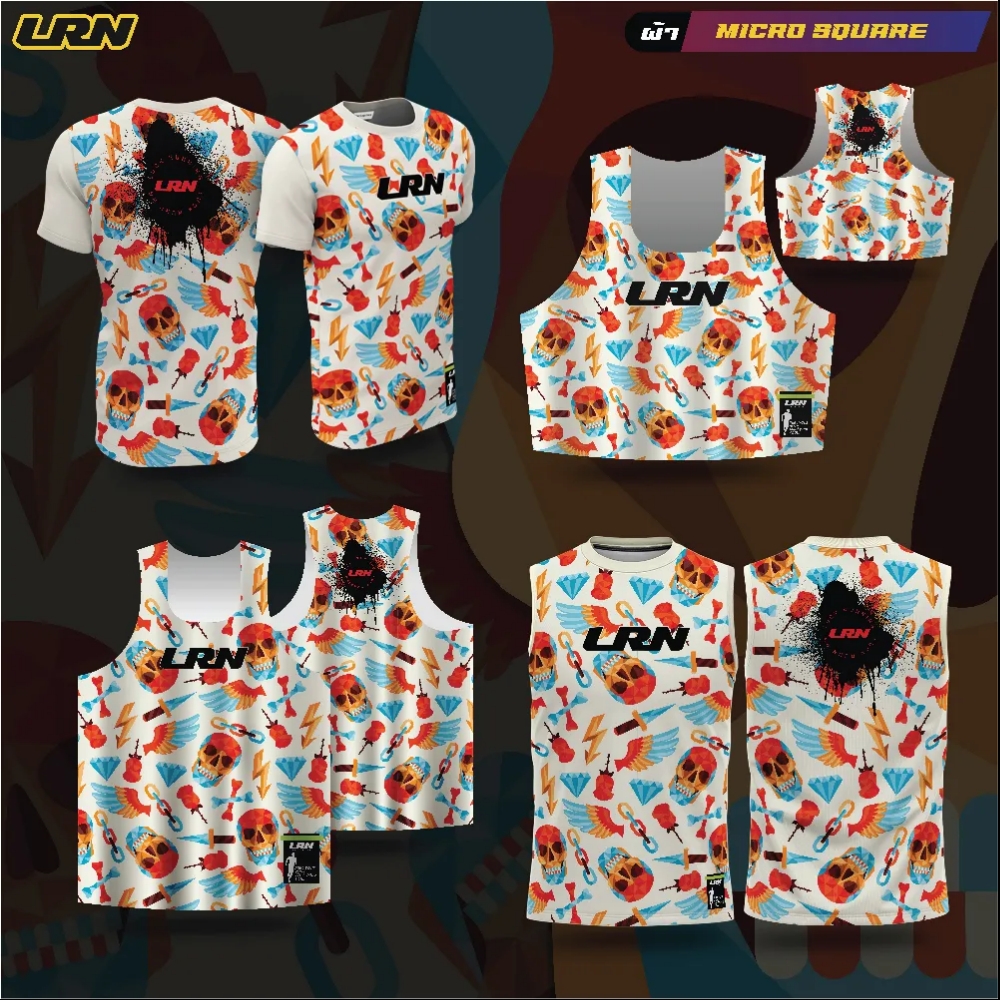 เสื้อวิ่งพิมพ์ลาย LRN เนื้อผ้า Micro square สำหรับวิ่งมาราธอน (MS13)
