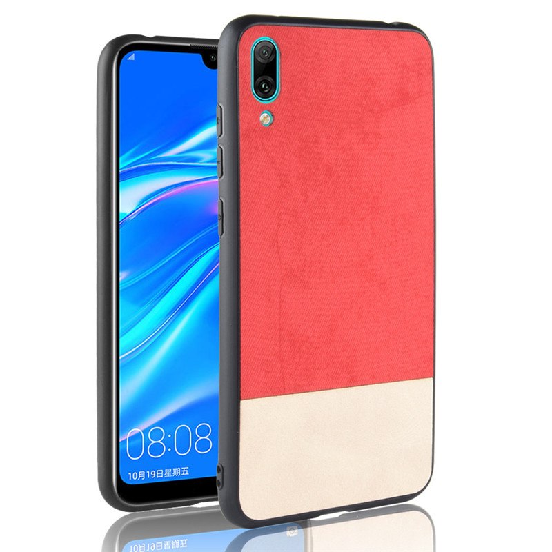 Case Huawei Y7 Pro (2019) #เคสฝาหลัง Bi-color Splicing PU Leather Coated PC + เคสไฮบริด TPU
