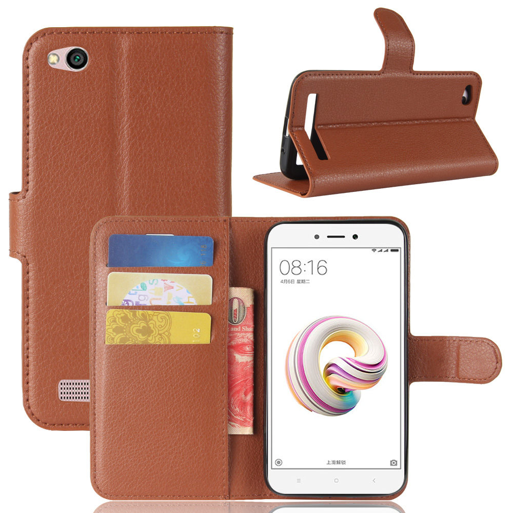 Case Xiaomi Redmi 5A #เคสฝาพับสไตล์กระเป๋าสตางค์หนัง PU ผิวลิ้นจี่