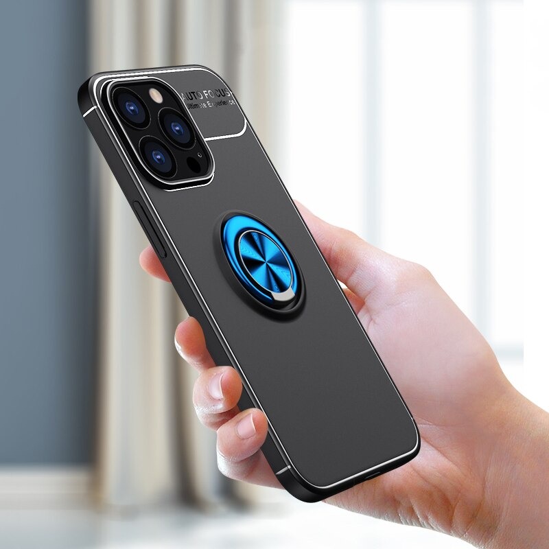 Case iPhone 13 Pro #เคสฝาหลัง TPU Finger Ring Kickstand (แผ่นโลหะแบบ Built-in)
