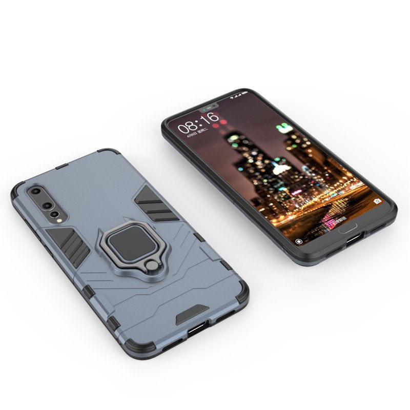 เคส Huawei P20 Pro #เคสฝาหลังพลาสติกแข็ง +TPU Hybrid Case มีแหวนสวมนิ้วโลหะ
