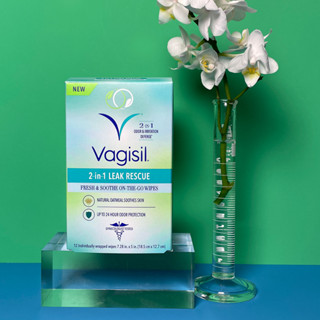 Vagisil® 2-in-1 Leak Rescue Fresh & Soothe On-The-Go Wipes 12 Count แผ่นเช็ด ทำความสะอาดจุดซ่อนเร้น