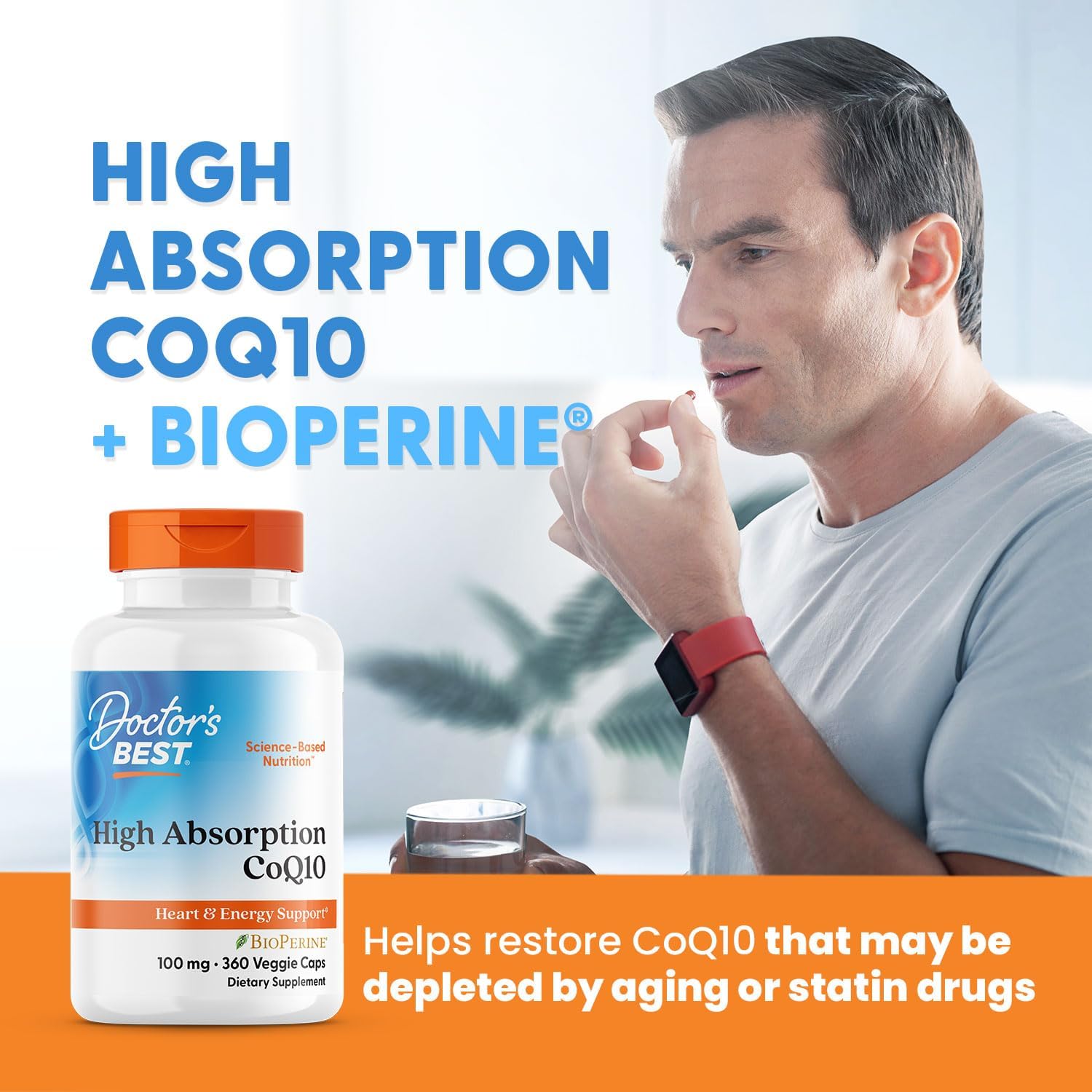 Doctor's Best® USP Verified-High Absorption CoQ10 with BioPerine 100 mg 360 Veggie Capsules ช่วยโรคหัวใจ ความดัน ไมเกรน