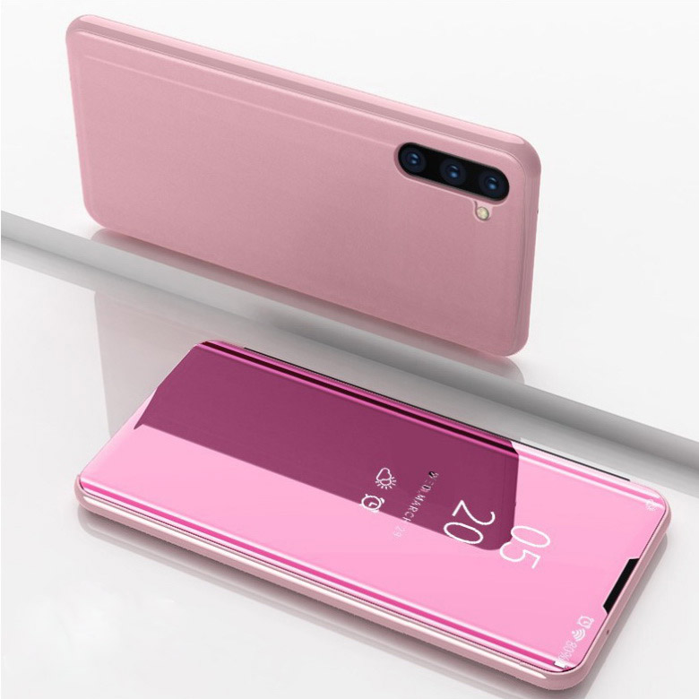 เคส Samsung Galaxy Note 10 #เคสฝาพับปกโปร่งแสงผิวเงา Electroplating Mirror Surface Window View