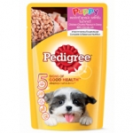 Pedigree puppy อาหารเปียกแบบซอง สำหรับลูกสุนัข รสไก่ชิ้นในน้ำเกรวี่ 130g