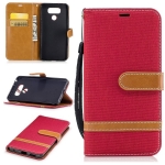 Case LG G6 #เคสฝาพับหนัง PU พร้อมสายคล้องมือ สีสันสดใส Splicing Jean Cloth PU Leather