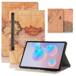 เคส Samsung Galaxy Tab S6 SM-T860 SM-T865 #เคสฝาพับหนัง PU พิมพ์รูปแบบแผนที่ Map Pattern Stand Wallet Leather