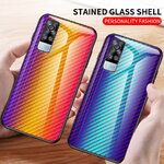 เคส Vivo Y31 2021 #เคสฝาหลัง Gradient Color ลายคาร์บอนไฟเบอร์ Carbon fiber texture Glass Hybrid Soft Silicone Cover
