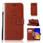 Case Samsung Galaxy J4+ #เคสฝาพับแบบกระเป๋าสตางค์ฝาพับหนัง PU ลายนกฮูก Dream Catcher Owl