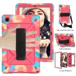 เคส Samsung Galaxy Tab A7 10.4" 2020 (T500,T505,T507) #เคสฝาหลังมีสายรัดสวมมือ มีสายคล้องไหล่ 3 Layer Silicon Plastic Stand cover with strap