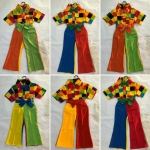 ชุดเด็กชายไทยย้อนยุค ลายตารางสีสดใส