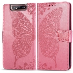 Case Samsung Galaxy A80 #เคสฝาพับ Imprint ลายผีเสื้อดอกไม้