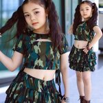 ชุดเซทเด็กหญิง เสื้อกับกระโปรงลายทหาร