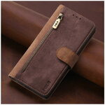 เคส OPPO Reno 6 Pro 5G#เคสฝาพับหนัง PU 2 สี มีช่องใส่บัตร ช่องซิป ปิดแม่เหล็ก Zipper Pocket Stand Flip Cover with Strap