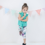 เสื้อแขนกุดแต่งระบายสีเขียว เด็ก 4 ถึง 14 ปี