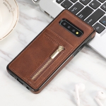 Case Samsung Galaxy S10 #เคสฝาหลังมีช่องใส่บัตรและช่องซิปหนัง PU + เคส TPU