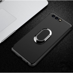 เคส Huawei P10 #เคสฝาหลัง TPU นิ่ม + พลาสติกมีแหวนสวมนิ้ว - สีดำ #พร้อมส่ง