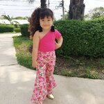 ชุดเด็กหญิง set เสื้อปาดไหล่กับกางเกงลายดอก