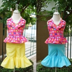 ชุดเด็ก set เสื้อลายจุดกับกางเกงขากระดิ่ง