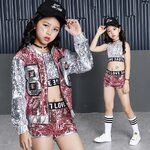 ชุดเต้นเด็กหญิง setแดนเซอร์ สีเงินชมพู