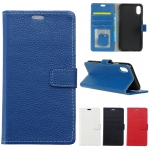 Case Wiko Robby 2 #เคสฝาพับหนังแท้ ผิวลิ้นจี่Litchi Texture Genuine Leather Wallet Phone Case