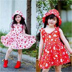 เดรสเด็กลายหัวใจ พร้อมหมวก