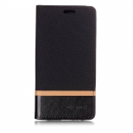 Case Samsung Galaxy A6+ (2018) #เคสฝาพับหนัง PU ผิวเคลือบ Cloth Texture Splicing PU Leather