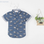 เสื้อเชิ้ต สีกรม ลายรถ เด็ก 1 ถึง 5 ขวบ