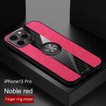 เคส iPhone 13 mini#เคสฝาหลังเคลือบผ้าเนื้อมีแหวนสวมนิ้ว TPU ไฮบริด+อะคริลิ + แหวนโลหะ [ในตัวแผ่นโลหะแม่เหล็ก]