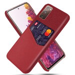 เคส Samsung Galaxy S20 FE / S20 FE 5G #เคสฝาหลัง Hybrid Protective มีช่องเสียบการ์ด Card Slot PC + PU Leather + Cloth
