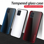 Case Samsung Galaxy A51 #เคสฝาหลังด้านหลังผิวกระจกนิรภัยไล่ระดับสีขอบนิ่ม Gradient Tempered Glass Back + Soft TPU Edge