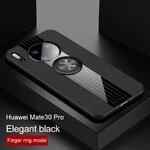 Case Huawei Mate 30 Pro #เคสฝาหลังเคลือบผ้าเนื้อมีแหวนสวมนิ้ว TPU ไฮบริด+อะคริลิ + แหวนโลหะ