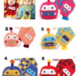 หมวกไหมพรมลายหุ่นยนต์ พร้อมผ้าพันคอ สำหรับเด็ก