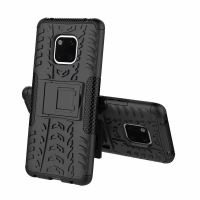 Case Huawei Mate 20 Pro #เคสฝาหลังกันลื่น Cool Tyre Pattern Kickstand (PC + TPU) สีดำ