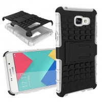 เคส Samsung Galaxy A3 2016 #เคสฝาหลังไฮบริด PC + TPU พร้อมขาตั้งในตัวสวยงามทันสมัย สีขาว