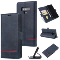 Case Samsung Galaxy Note 9 N960 #เคสฝาพับหนัง PU มีช่องใส่บัตร Business Style Protective Shell สีน้ำเงิน