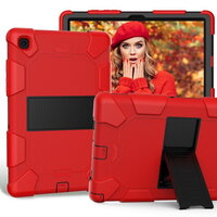 เคส Samsung Galaxy Tab A7 10.4" 2020 (T500,T505,T507) #เคสฝาหลังกันกระแทกมีขาตั้ง Kickstand PC Silicone Armour Defender Red+Black