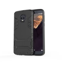 Case Motorola Moto G6 Plus #เคสฝาหลังพลาสติก ไฮบริด TPU + Kickstand สีดำ