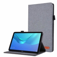 Case Huawei MediaPad M5 Lite 8 #เคสฝาพับหนัง PU ผิวผ้าพับตั้งได้ Cloth Leather Wallet สีเทา