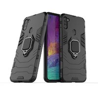Case Samsung Galaxy A11 #เคสฝาหลังพลาสติกแข็ง +TPU Hybrid Case มีแหวนสวมนิ้วโลหะ สีดำ