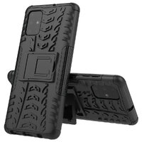 Case Samsung Galaxy S20 Plus #เคสฝาหลังกันลื่น Cool Tyre Pattern Kickstand (PC + TPU) สีดำ