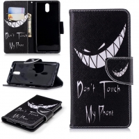 Case Nokia 3.1 #เคสฝาพับกระเป๋าสตางค์หนัง PU พิมพ์ลายสวยๆ Pattern Printing Leather Wallet ลาย Do Not Touch My Phone