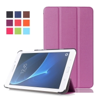 Case Samsung Tab A 7.0 T280 T285 #เคสแท็บเล็ตแบบ 3 พับ Tri-fold ผิวลิ้นจี่สวยงามคุณภาพดีราคาเบาๆ สีม่วง