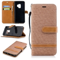 เคส Samsung Galaxy S9 #เคสฝาพับหนัง PU พร้อมสายคล้องมือสีสันสวยงามทันสมัย สีน้ำตาล
