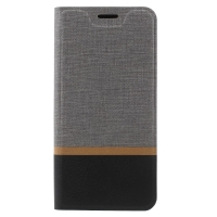 Case Samsung Galaxy A6 (2018) #เคสฝาพับหนัง PU Contrast Color ปกเสริมด้วยแผ่นเหล็กคุณภาพดีราคาถูก สีเทา