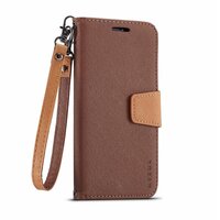 เคส OPPO A12#เคสแบบฝาพับมีช่องใส่บัตรมีสายคล้อง Imprint Clover Pattern Leather Wallet สีน้ำตาล